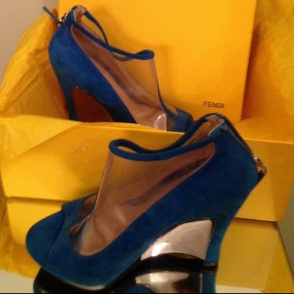 HP 2/13 blue/silver 4"+FENDI Heels sz36 EUC! - Picture 2 of 8